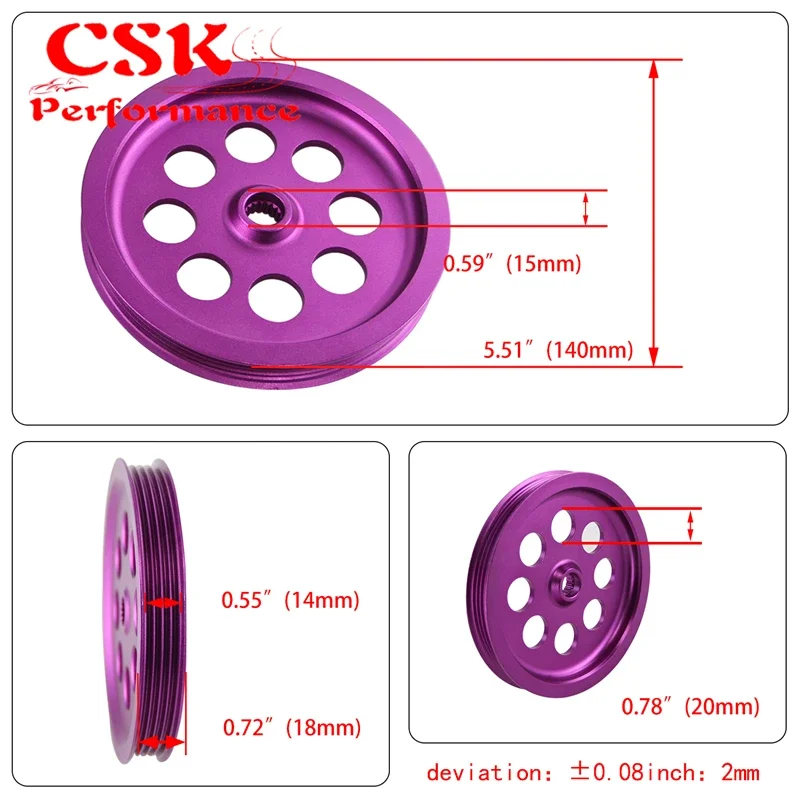 LIGHT-WEIGHT CRANK PULLEY Fits For Nissan skyline GTS GTR RB20 RB25 RB26 PULLEY PURPLE