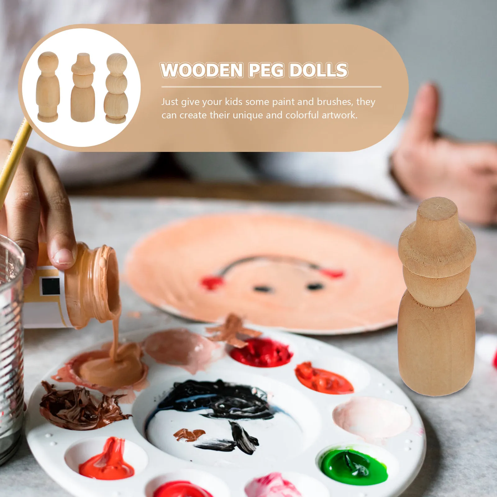 

30Pcs Unfinished Wooden Peg People DIY Painting Crafts Kids Creative Colorful Wooden Pegs for Parent Child Activity