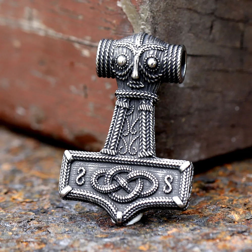 New Design 316L Stainless Steel Viking Amulet Nordic Mjolnir Thor's Hammer Pendant Owl pattern Pendant Gift free shipping