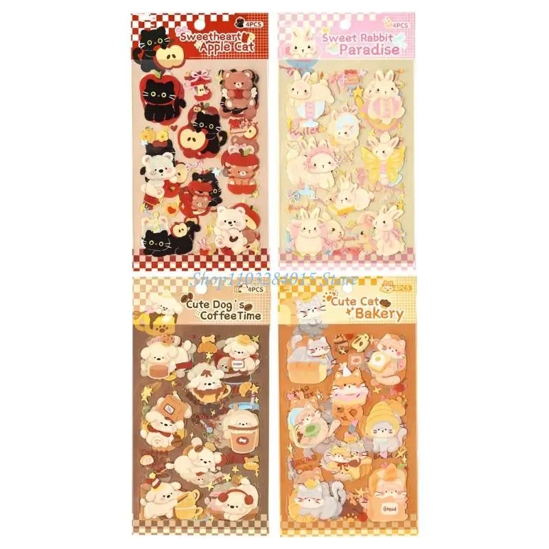 R6FF Cartoon Animal Sticker Waterproof PET Adhesive Sticker For Water Bottle Journal