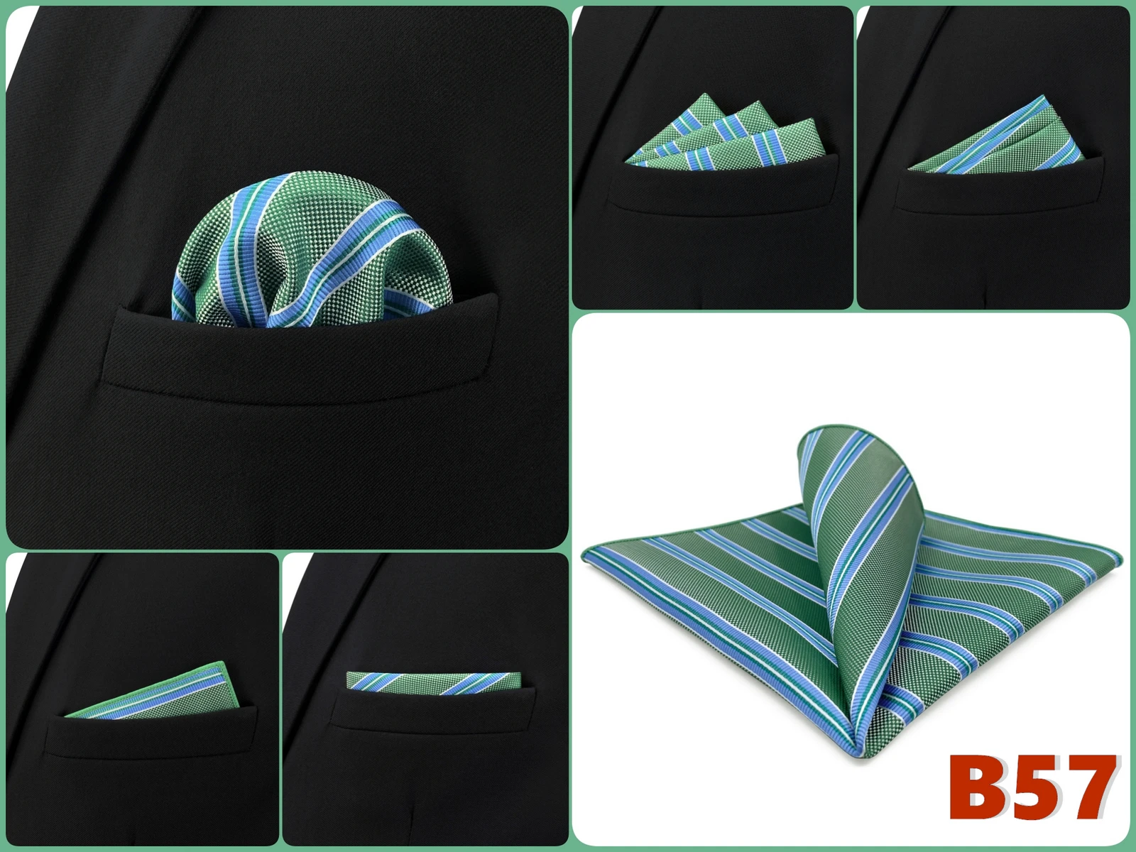 Luxury Mens Pocket Square Handkerchief Multiple Designs Classic Suit Hanky Large Striped Gentlemen Wedding Party Gift for Men