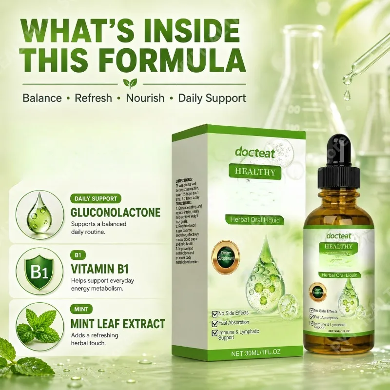 Mint Leaf Extract & Vitamin B1 Herbal Liquid Drops Daily Nutritional Support for General Wellness and Healthy Lifestyle 30mL