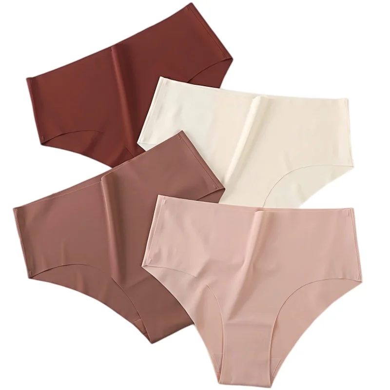 3-teiliges Set Eisseide Slips Damen Hohe Taille Nahtlose Unterhosen Atmungsaktive Unsichtbare Unterwäsche Weiche Dehnbare Sexy Lingerie XS-XL Slip – Detail 8