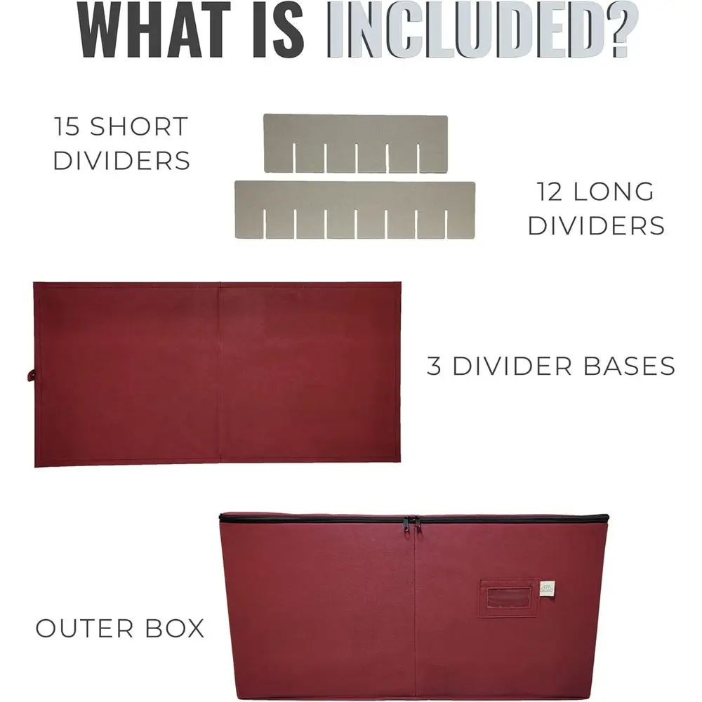 Adjustable Divider Ornament Storage Box, Protects 54 4-Inch Decorations (SB-40044-VT)