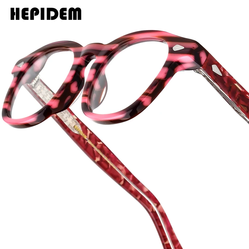 HEPIDEM Thick Acetate Eyeglasses Frame Men Retro Glasses Women Famous Brand Designer Square Japanese Handmade Spectacles 9417