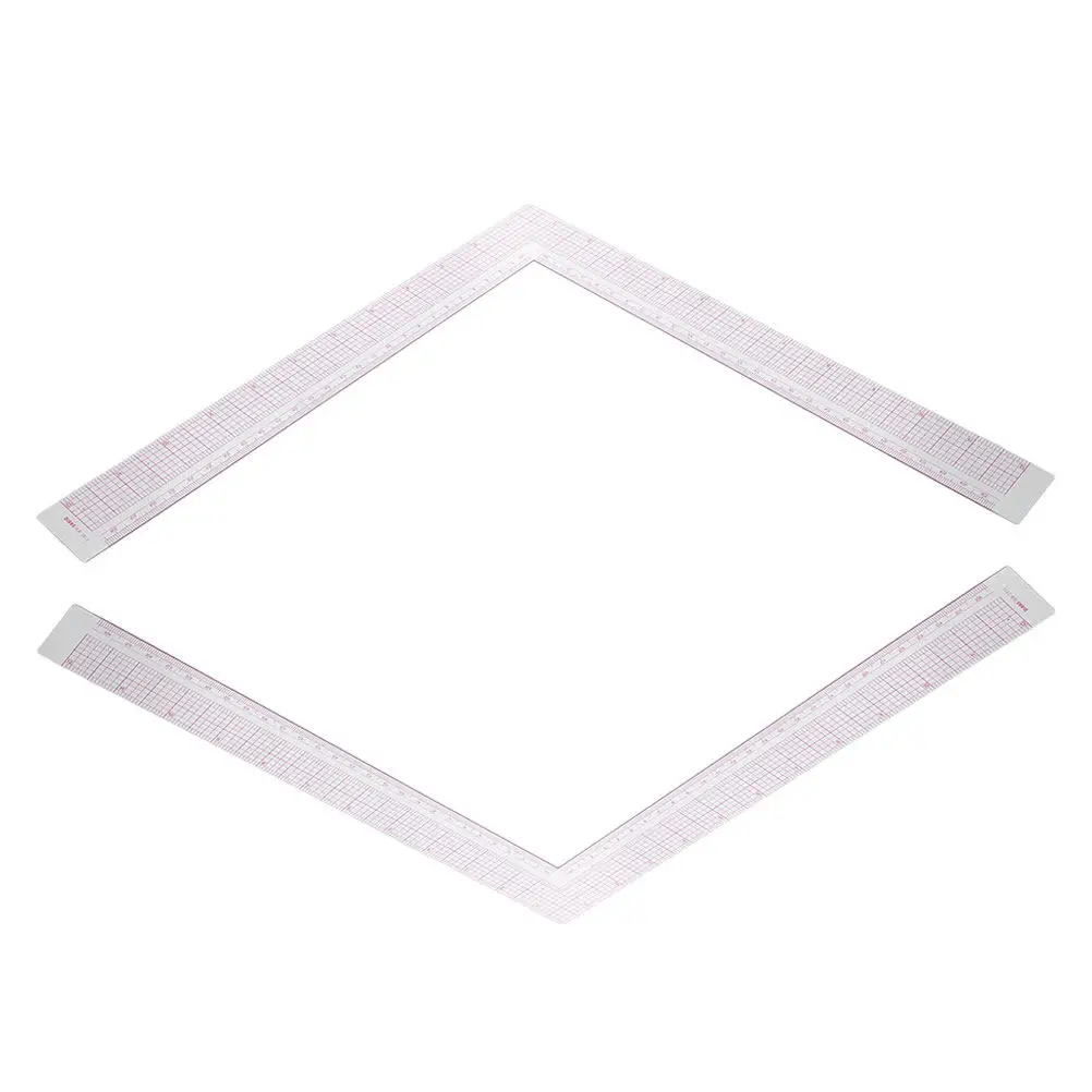 2Pcs L Shape Plastic Sewing Ruler for Garment Making Pattern Drafting and Fabric Alignment Versatile Tailoring Tool Right Angle