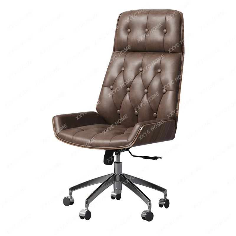 

Light luxury leather boss chair home office swivel chair medium antique and retro style