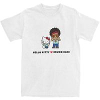 Bruno Mars Hello Kitty T Shirt Beach Awesome T-Shirts 100 Cotton Hip Hop Tee Shirt For Couple Short Sleeve Pattern Tees