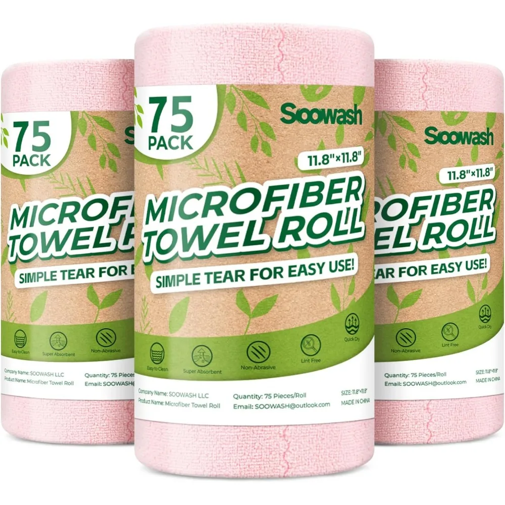 

225 Sheet Microfiber Cleaning Roll 12x12 Reusable Lint Free Washable Scratch Free Ultra Absorbent Towels