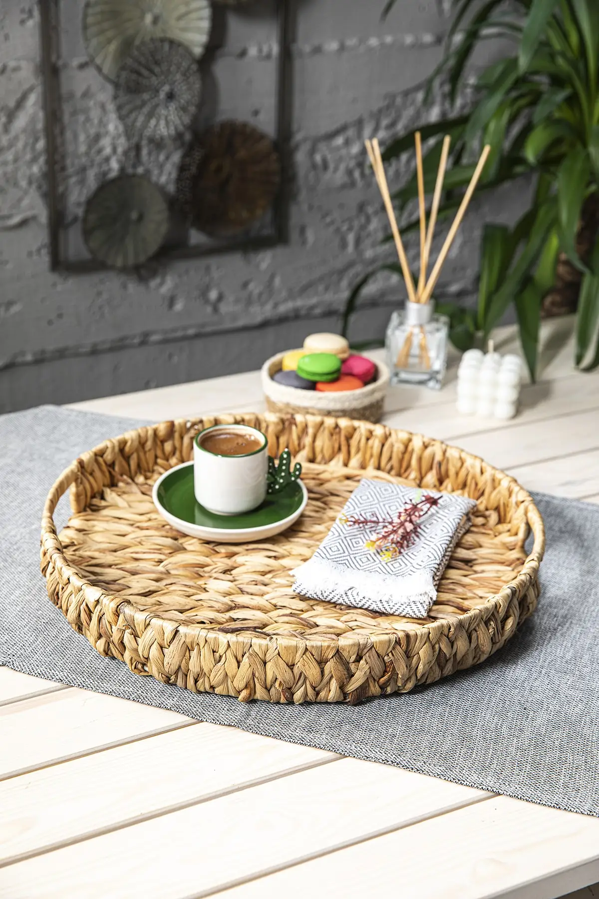 

Wiker Wicker round Rattan Wicker decorative tray, Large bathroom tray tray tray for Tea tray tray