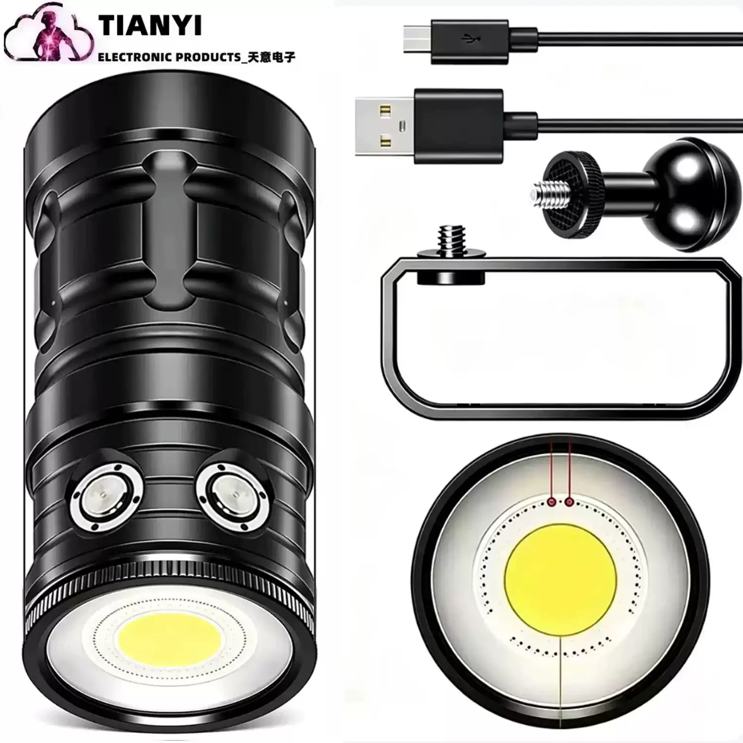 18000LM LED Diving Flashlight 100M Underwater Search Lamp Scuba Video Torch Dive Lantern Light for Water Sports
