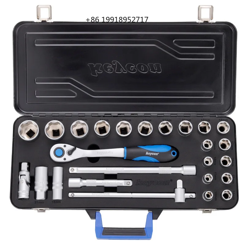 25 Pcs Auto Repair Socket Wrench Set Hexagonal Socket Ratchet Wrench Extension Bar Combination Hand Tool Kit