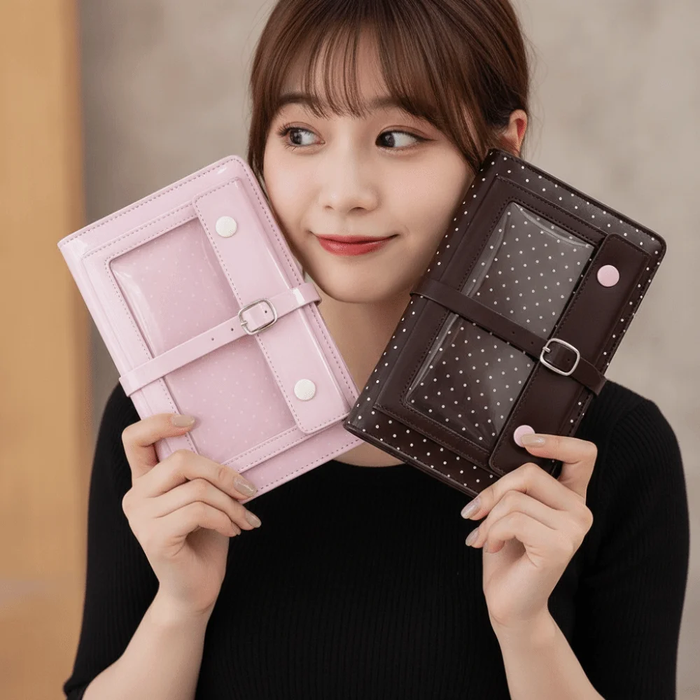 Six Ring A6 Binder Journal High Aesthetics Portable Compact Itabag Planner Notebook Glossy Leather Refillable Pages