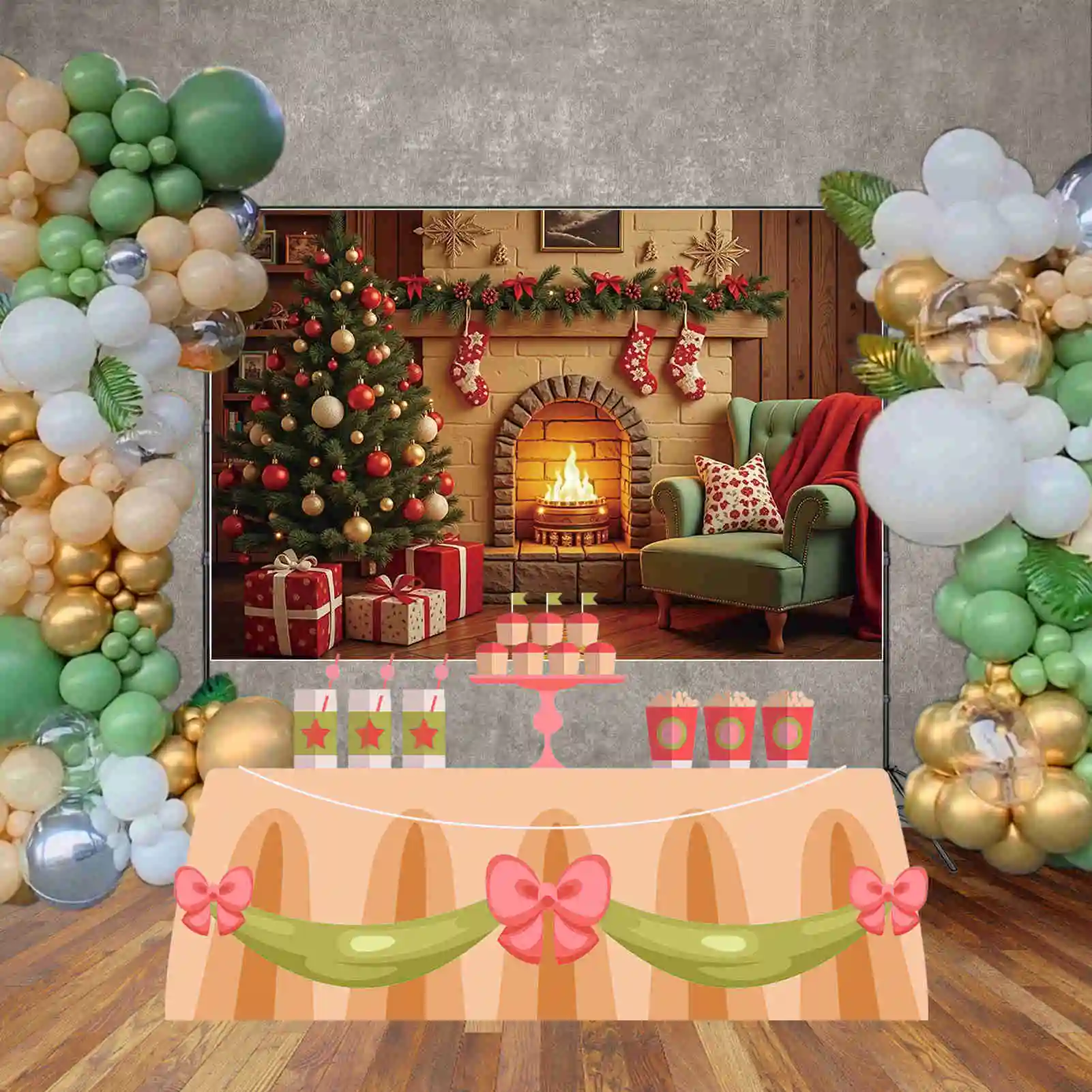 MOON.QG Christmas 2025 Photography Background Xmas Tree Window New Year Photozone Backdrop Child Photo Studio Photocall Supplies