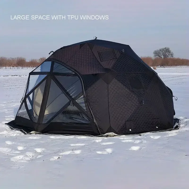 

Outdoor Insulated Octagonal Large Space 3 Layers Winter Ice Fishing Round Dome Sauna Hiking Tent With Tpu Skylight tent