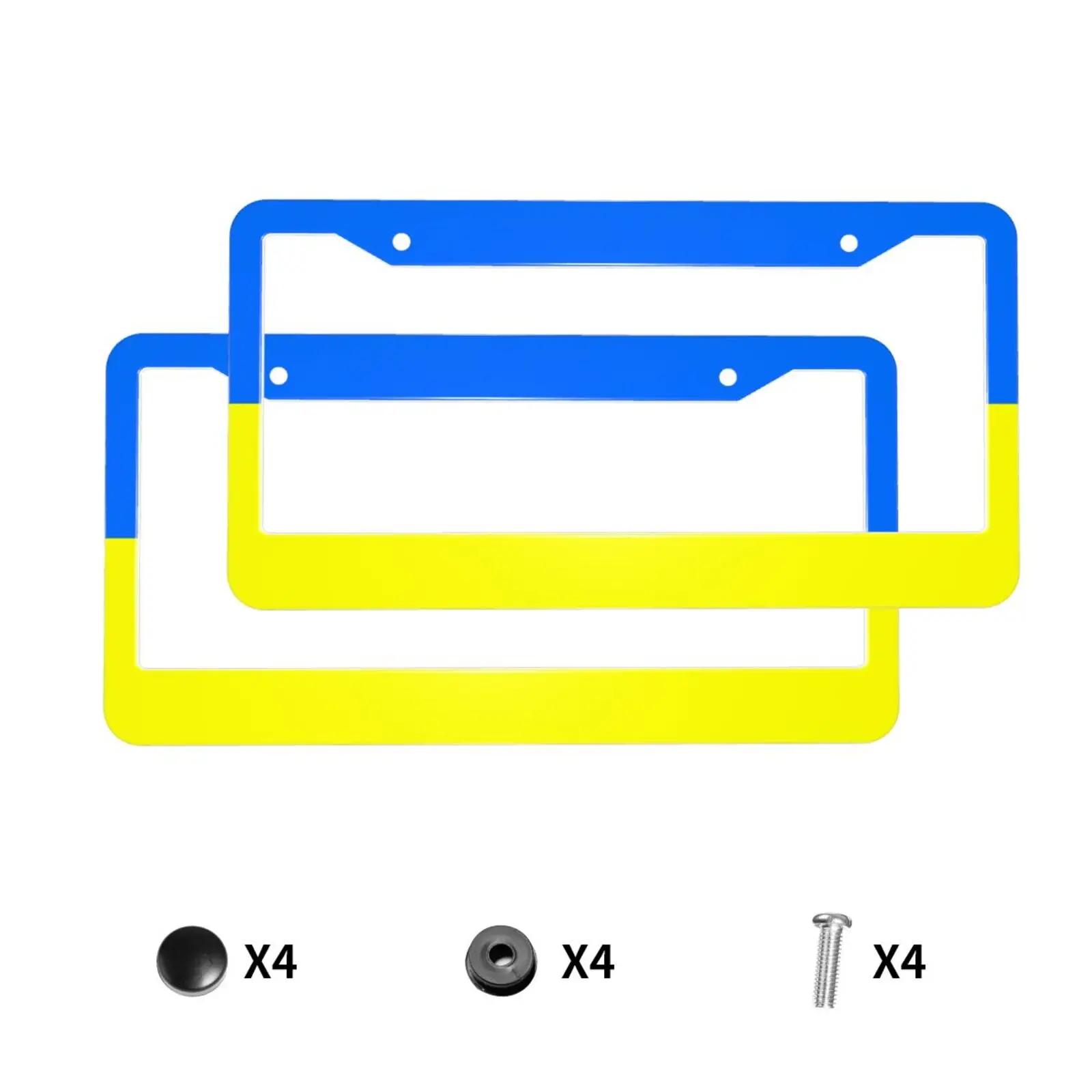 Flag of Ukraine Pattern Aluminum Alloy American Car License Plate Cover Car Accessories Waterproof License Plate Cover Car