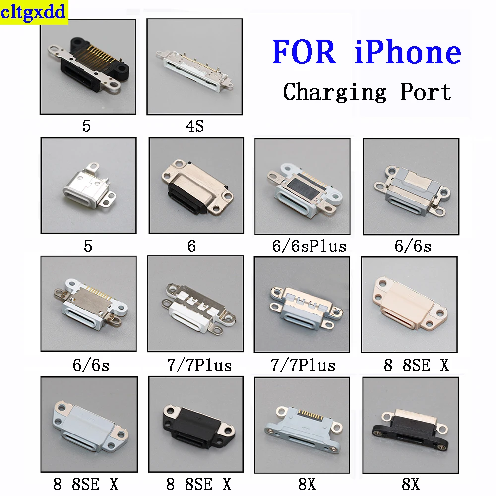 cltgxdd 1 sztuka DLA iPhone 4S 5 6 6S 6sPlus 7 7Plus 8 8SE X 8X Wtyczka portu ładowania USB, gniazdo zasilania, wymiana złącza gniazda