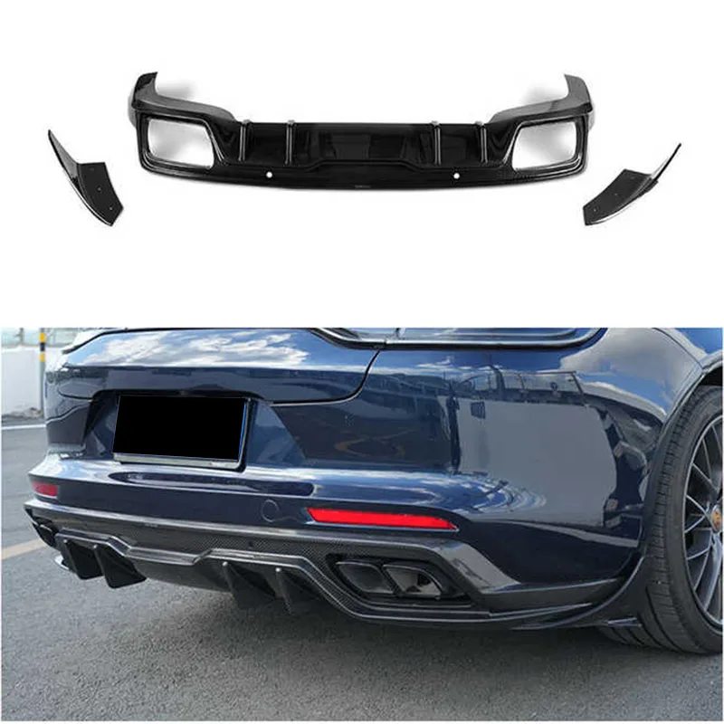 For Porsche Cayenne Coupe Turbo 2018 - 2024 Rear Bumper Diffuser Lip Spoiler Real Dry Carbon Fiber