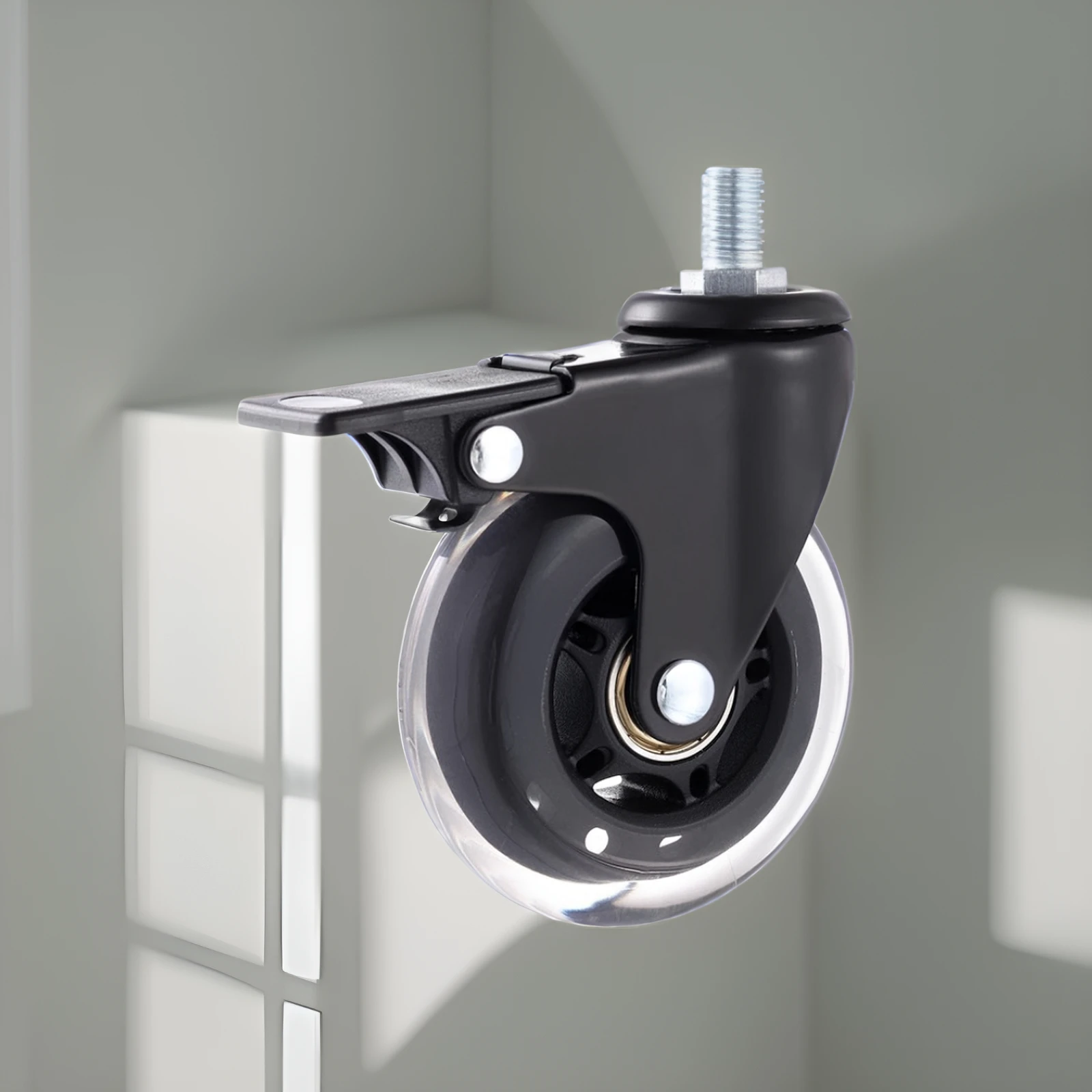 

5PCS 3" Universal/Brake Mute PU Caster Wheels M6/M8/M10 for Furniture, Scooter, Cart - Electrophoresis Ice Wheel