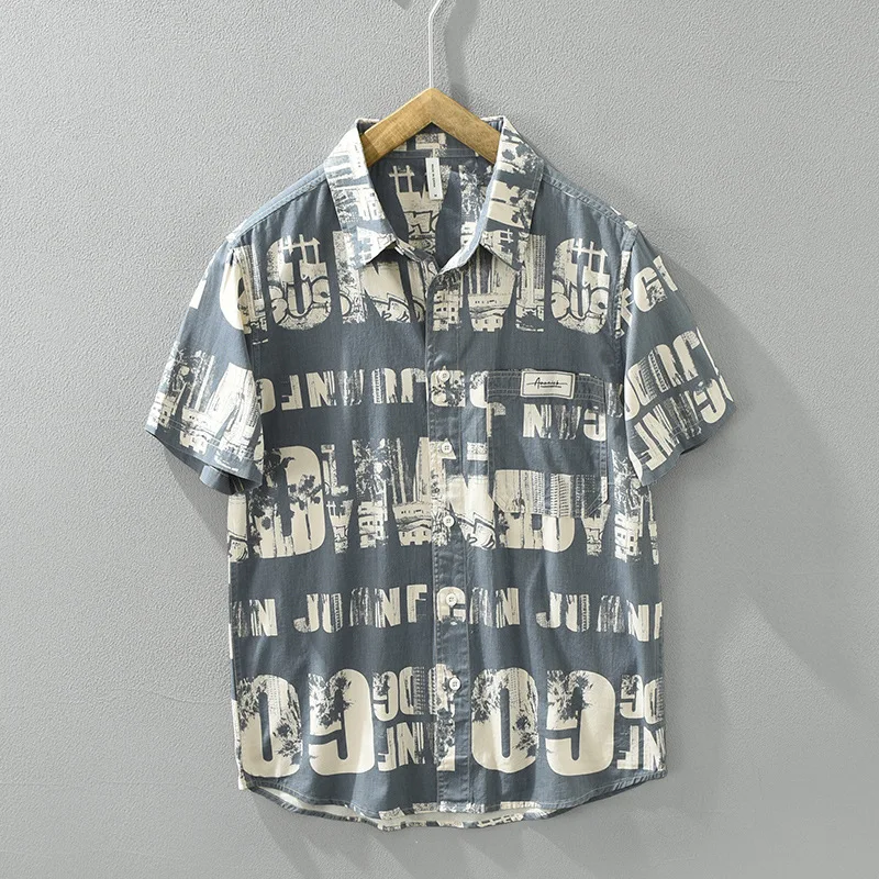 

Street Cotton Shirt Tiki Mens Shirts and Blouses Man T-shirt Men's Shirts Korean Popular Clothes Beach Hawaiian Short Sleeve