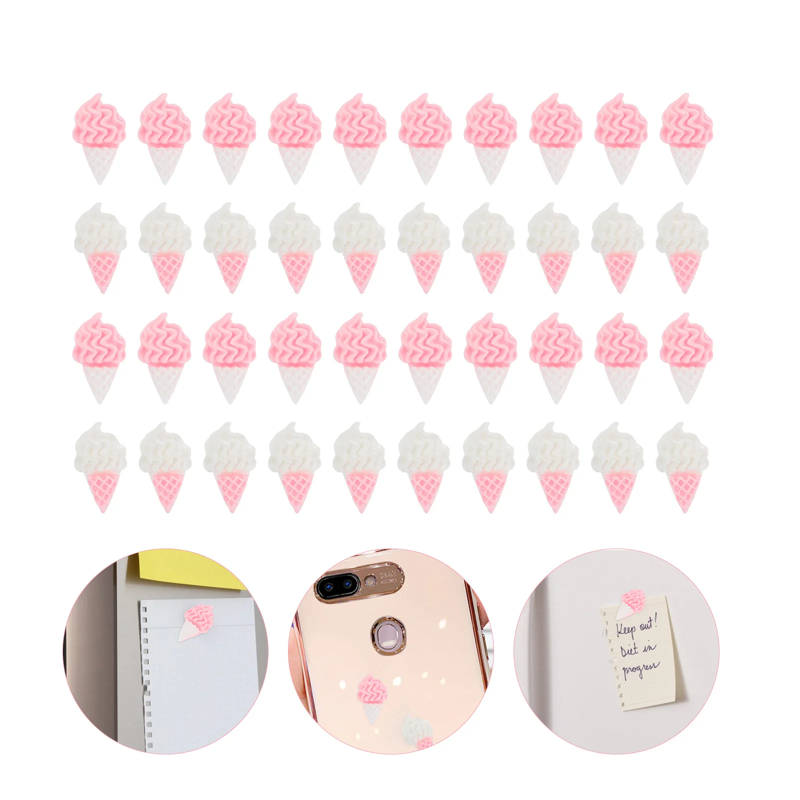 

40Pcs Resin Fridge Accessories Ice Cream Shape Ornaments Kitchen Oven Decor Ice Cream Charm Refrigerator Decor