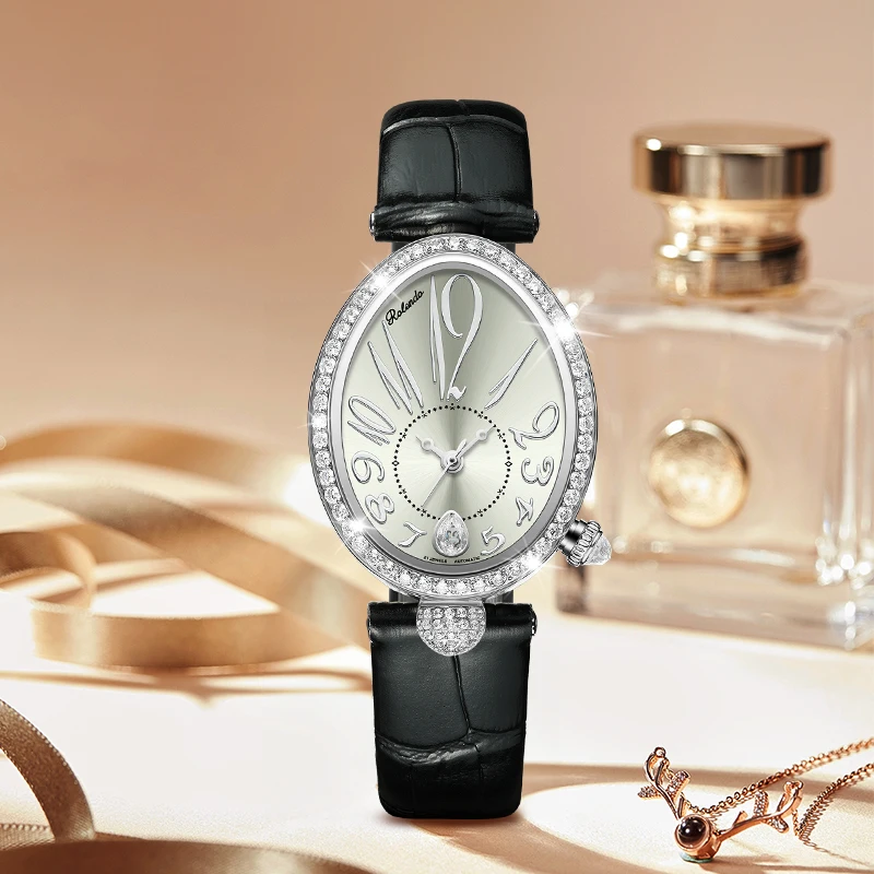 ROLENDO Vogue Women's Watch ST6112 Automatic Movement Mechanical Watch Hardlex Diamond-Set Bezel Stainless Steel 3ATM Waterproof