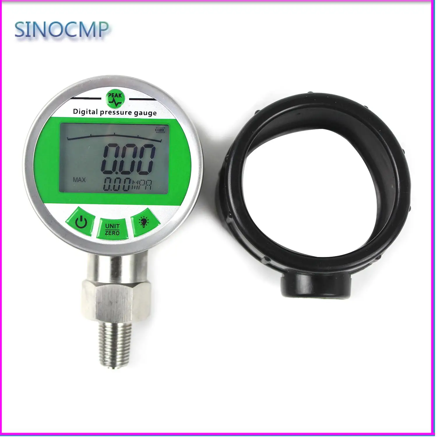 

Digital Pressure Gauge Silicon Cover Test Meter 100MPA/14500PSI 0.4%FS 1/4NPT For Gas Water Oil Durable