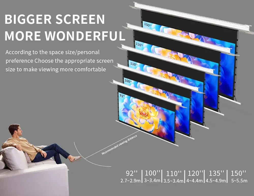 Hot saling 4K In Ceiling Electric Projector Screen 16:9 135 inch Indoor ALR projector screen