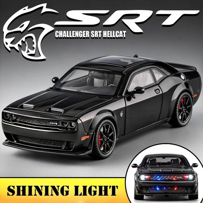 

Моделирование 1:24 Dodge Hellcat, модель спортивного автомобиля из сплава со звуковым светом, детский игрушечный автомобиль, коллекционная миниатюра