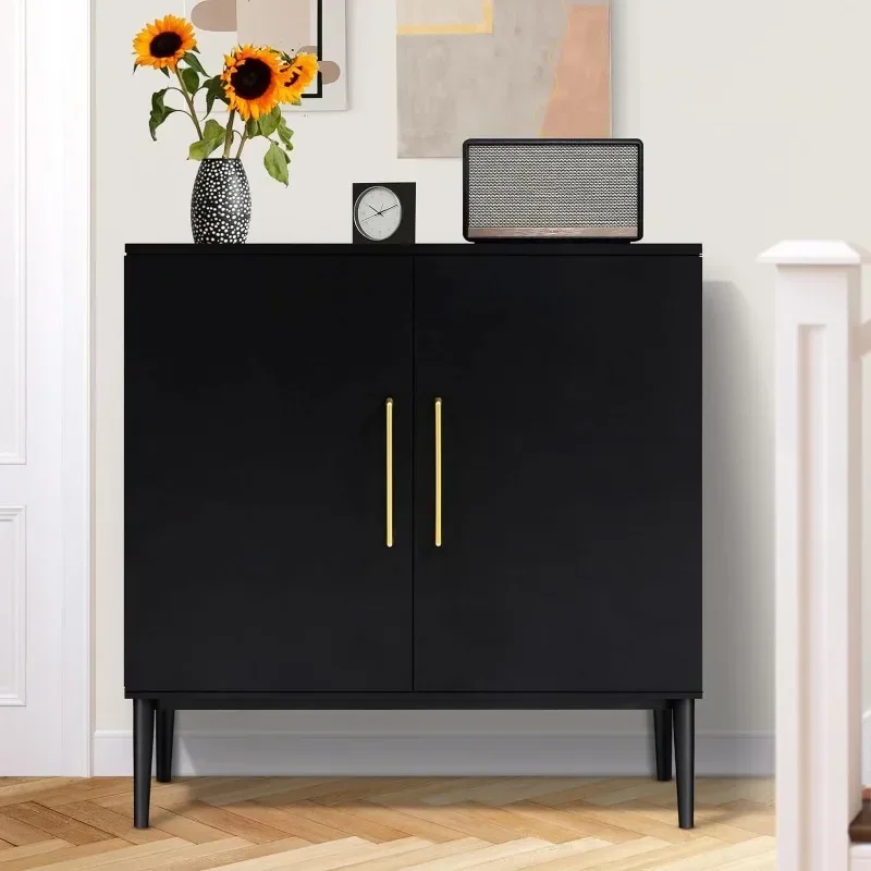 

REHOOPEX Storage Cabinet with Doors, Modern Black Accent Cabinet, Free Standing Cabinet, Wooden Buffet Sideboards