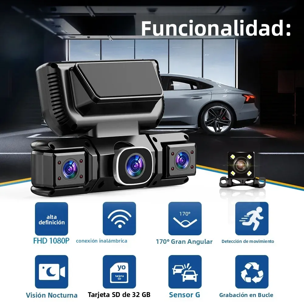 Cámara de Visión Trasera de 360 Grados y 4 Cámaras, Delantera, Izquierda, Derecha y Trasera, WIFI, Grabadora de Video de 1080P, DVR para Automóvil, Cámara para Tablero, 4 Vías, Kit de Hardware de 24 Horas camera para a