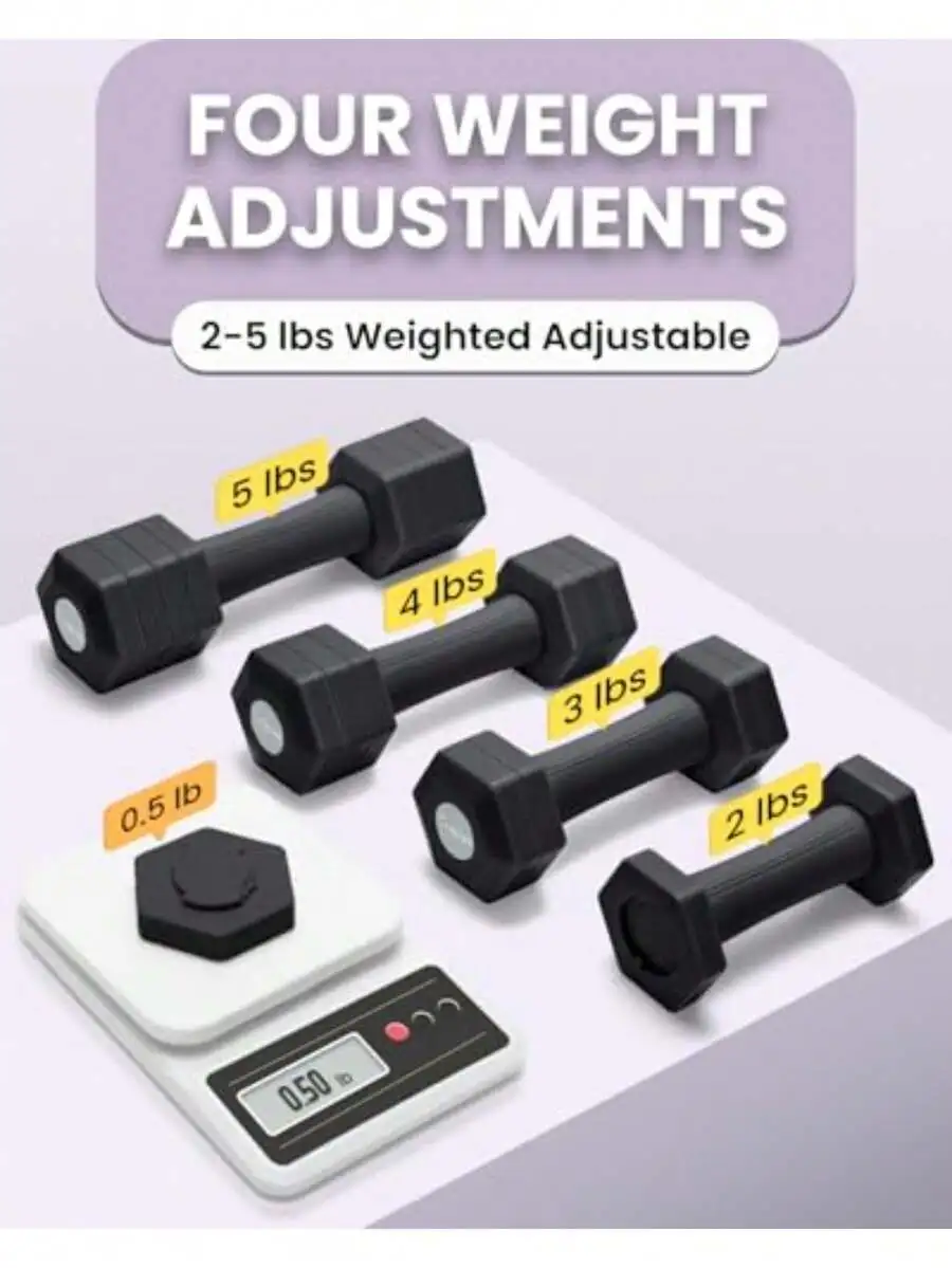 Adjustable Dumbbells Set, 4 In 1 Hand Weights Set For Women Men LB/ LB Dumbbell Each 2 3 4 5 Weights Dumbbells Set With TPU Soft