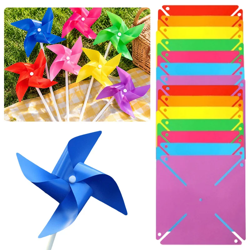 24Pcs Random Color 19CM DIY Windmills Plastic Wind Spinners Smooth Rotating Simple Design Vivid Rainbow Tones Bird ZYF