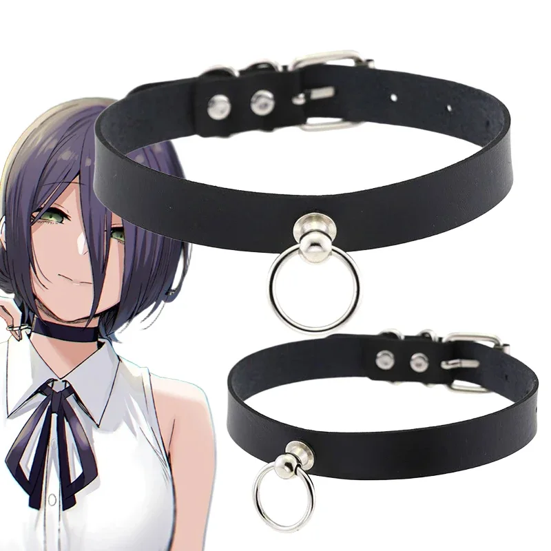 Anime Chainsaw Man Reze Cosplay Girocollo Dark Rock Collana in pelle PU Punk Gotico Harajuku Catena clavicola Accessorio per gioielli