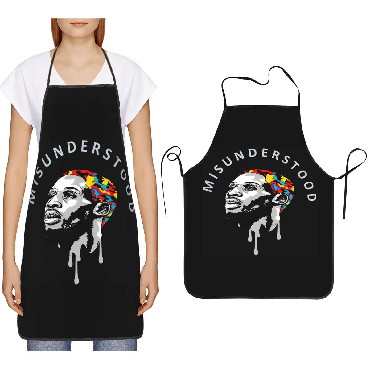 

Классический фартук Dennis Rodman Misunderstood для шеф-повара, кулинарии, кухни, нагрудник без рукавов, кухонный фартук для уборки для женщин и мужчин