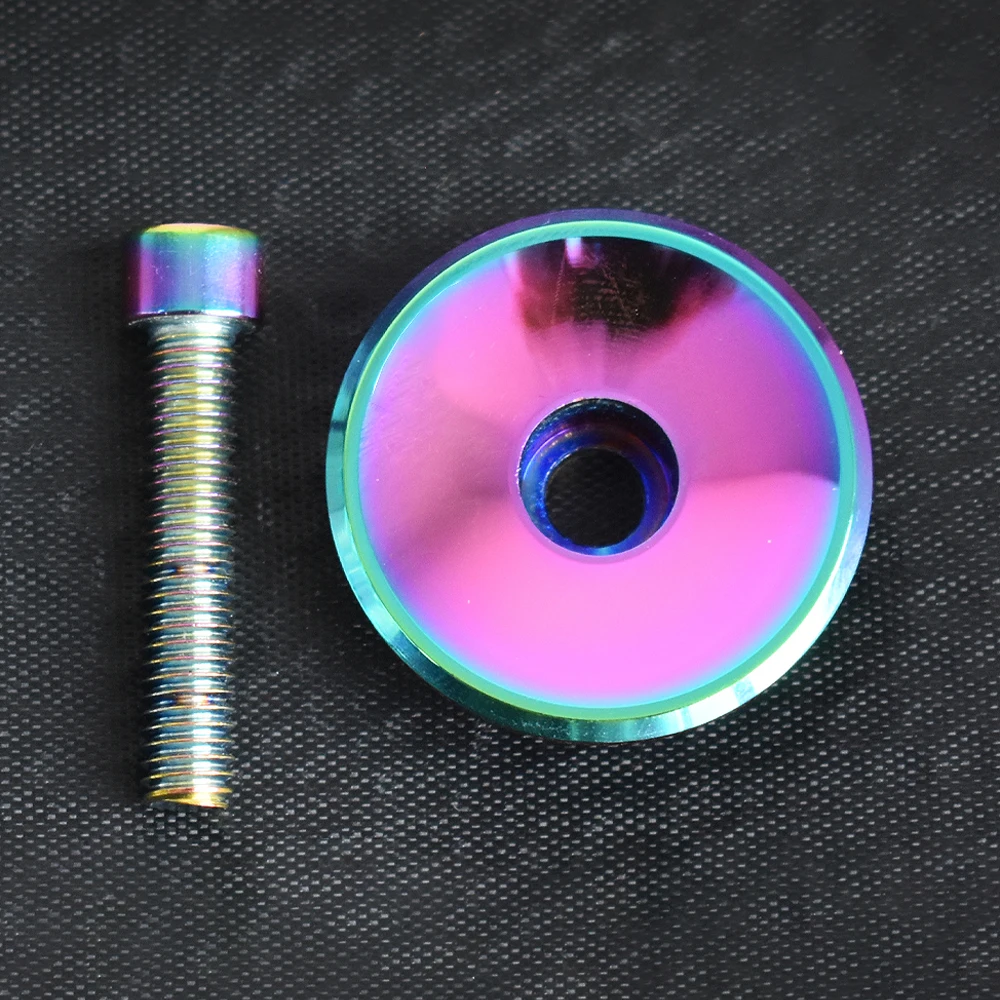KRSEC Fahrrad Aluminium Legierung Headset Kappe Regenbogen Straße MTB Fahrrad Vorbau Zubehör Headset Top Cap Abdeckung