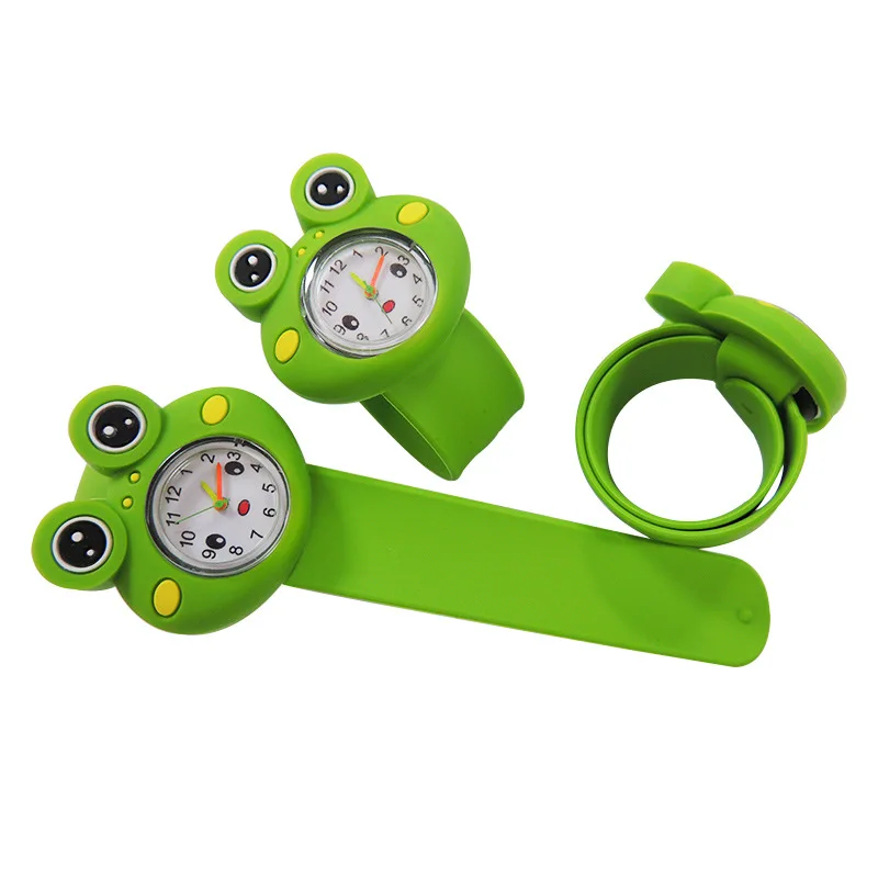 Cute Cartoon Frog Watches Silicone Material Children Digital Watch Kids Casual Wristwatch Pat Circle Green Frog Watch Gift