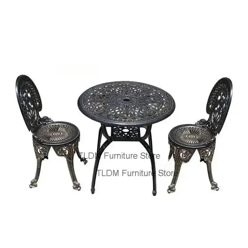 European Luxury Villa Garden Furniture Sets Cast Aluminum Waterproof Table and Chairs Outdoor Patio Dinning Table Set Furniture