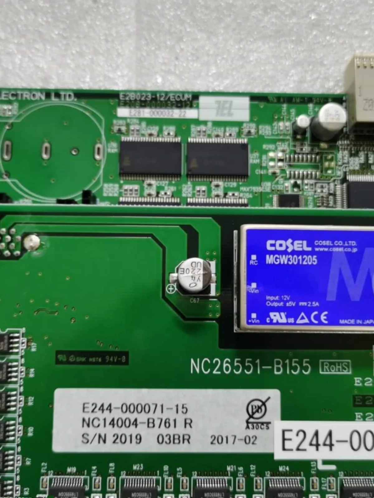 Intel Control Board, E28023-12, ECA E244-000071-15, NC26551-B155, E281