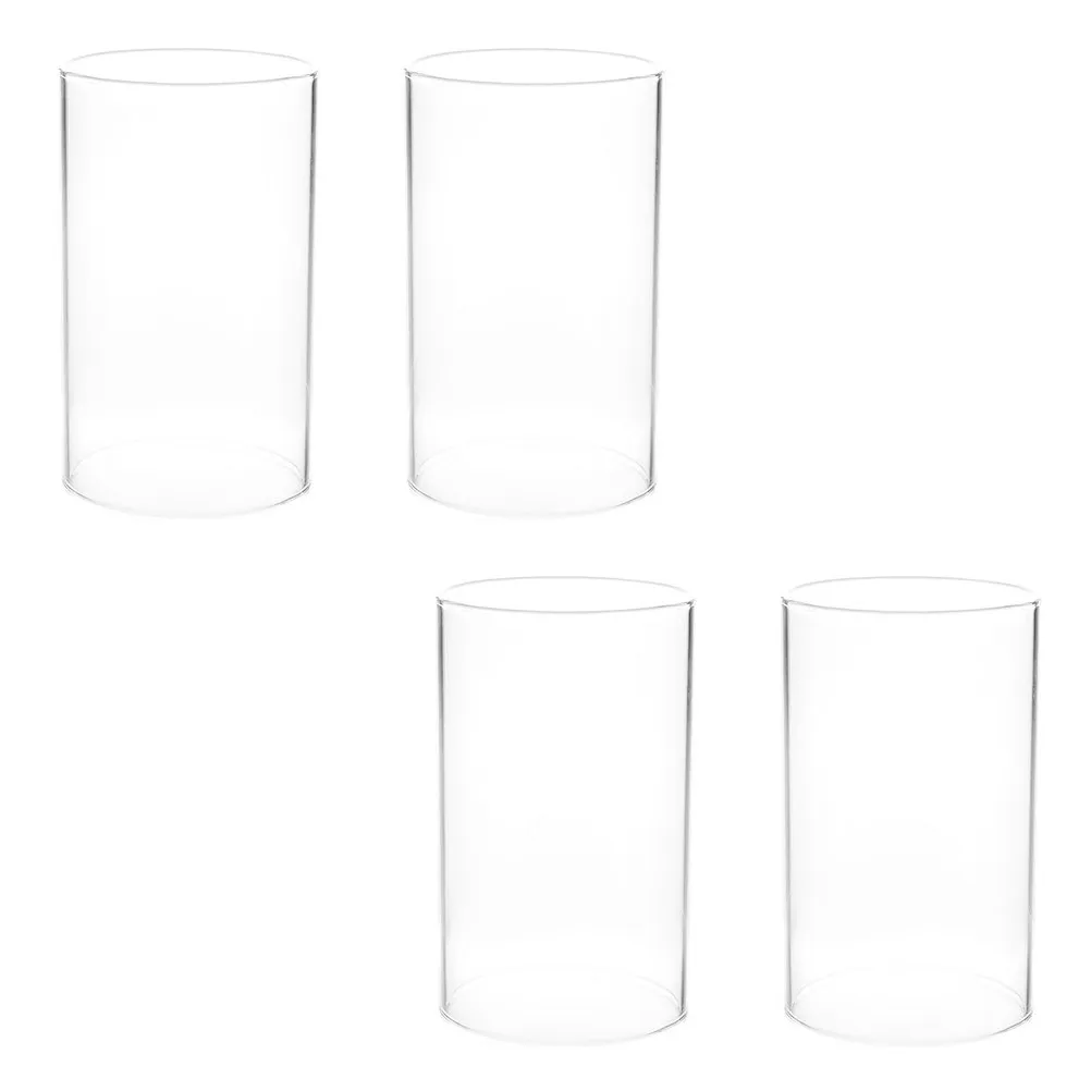 

4 прозрачных стеклянных колпака цилиндрической формы из высококачественного боросиликатного стекла для защиты чашек, для домашнего декора