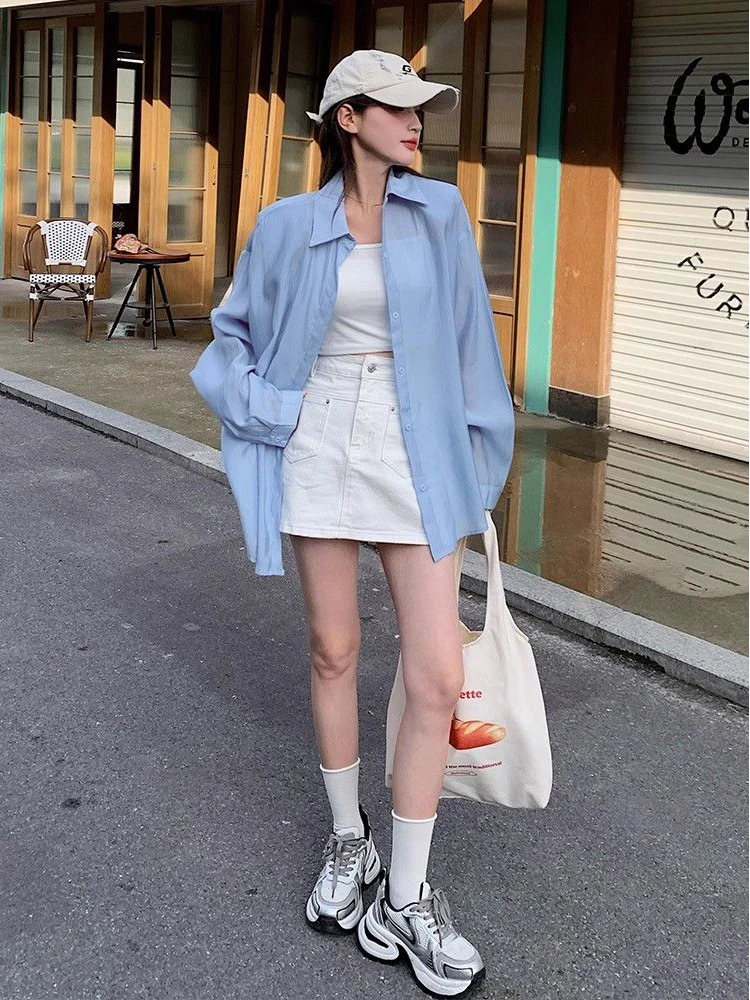 plus Size Women's Long Sve Sun Protection irt Loose Meat Concealing Slimming Summer New Sle Faionable Outerwear