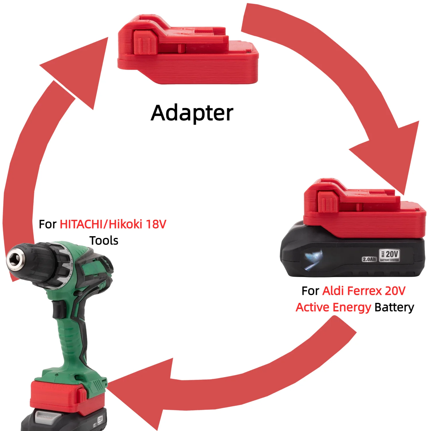 

Battery Adapter/Converter for Aldi Ferrex 20V Active Energy Li-ion Battery TO HITACHI/Hikoki 18V Tools Accessory(Only Adapter)