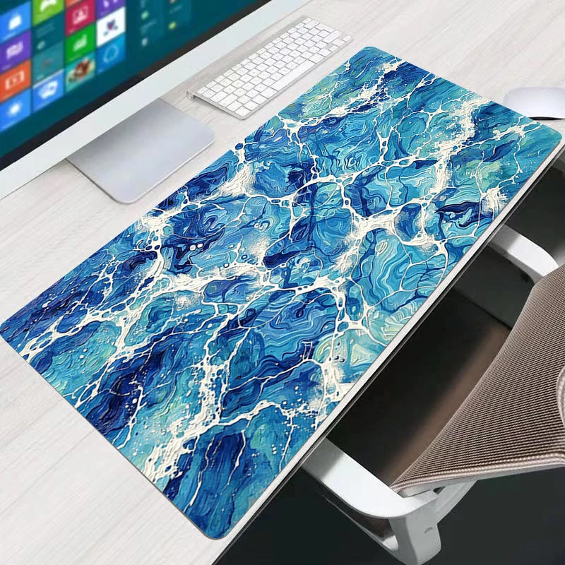 Mouse Pad eSports Gamer Players Speed Mouse Mat Beach Waves Game Extended Desk Mat Blue Seawater Mousepad Non-slip Keyboard Mat