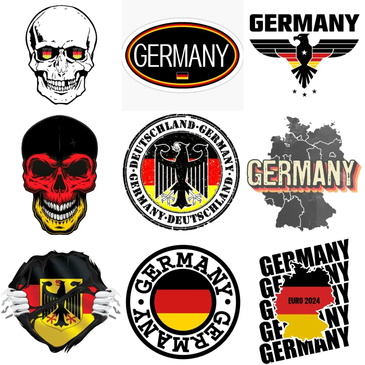 

D Germany Flag Map Emblem Skull Creative Sticker for Decorate Car Van Motorcycle Helmet Window Wall Fridge Decal Accessorie