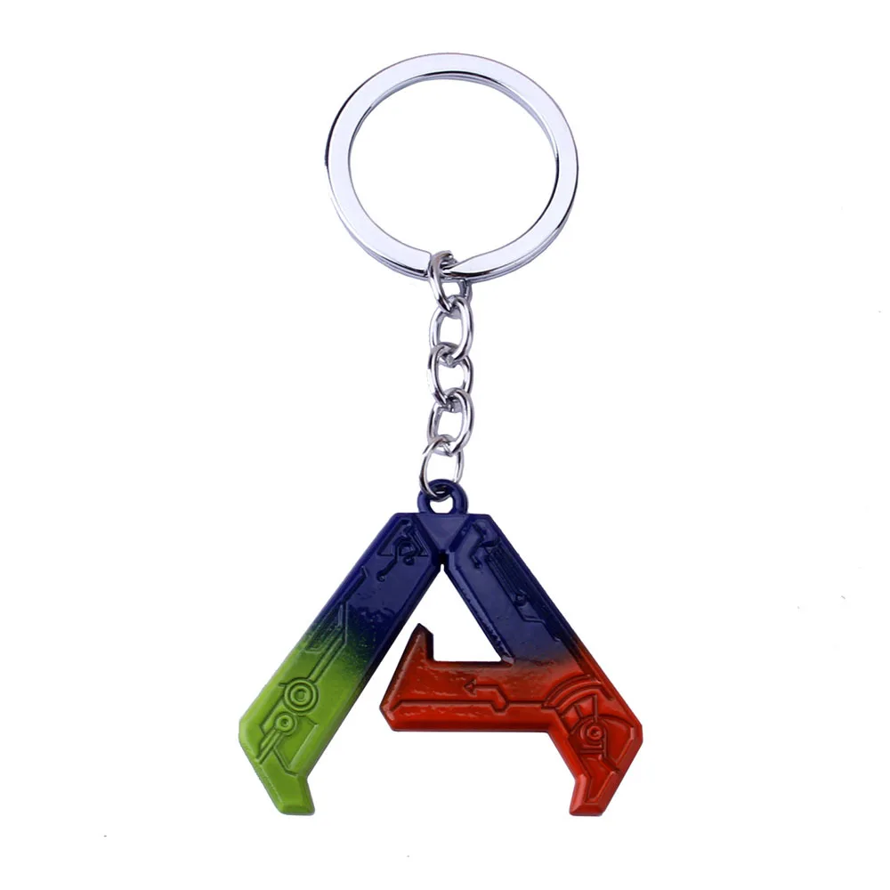 ARK Survival Evolved Rainbow Letter Pendant Keychain Game Peripheral Full Metal Multi-color Finder Unisex Cosplay Gifts for Mens