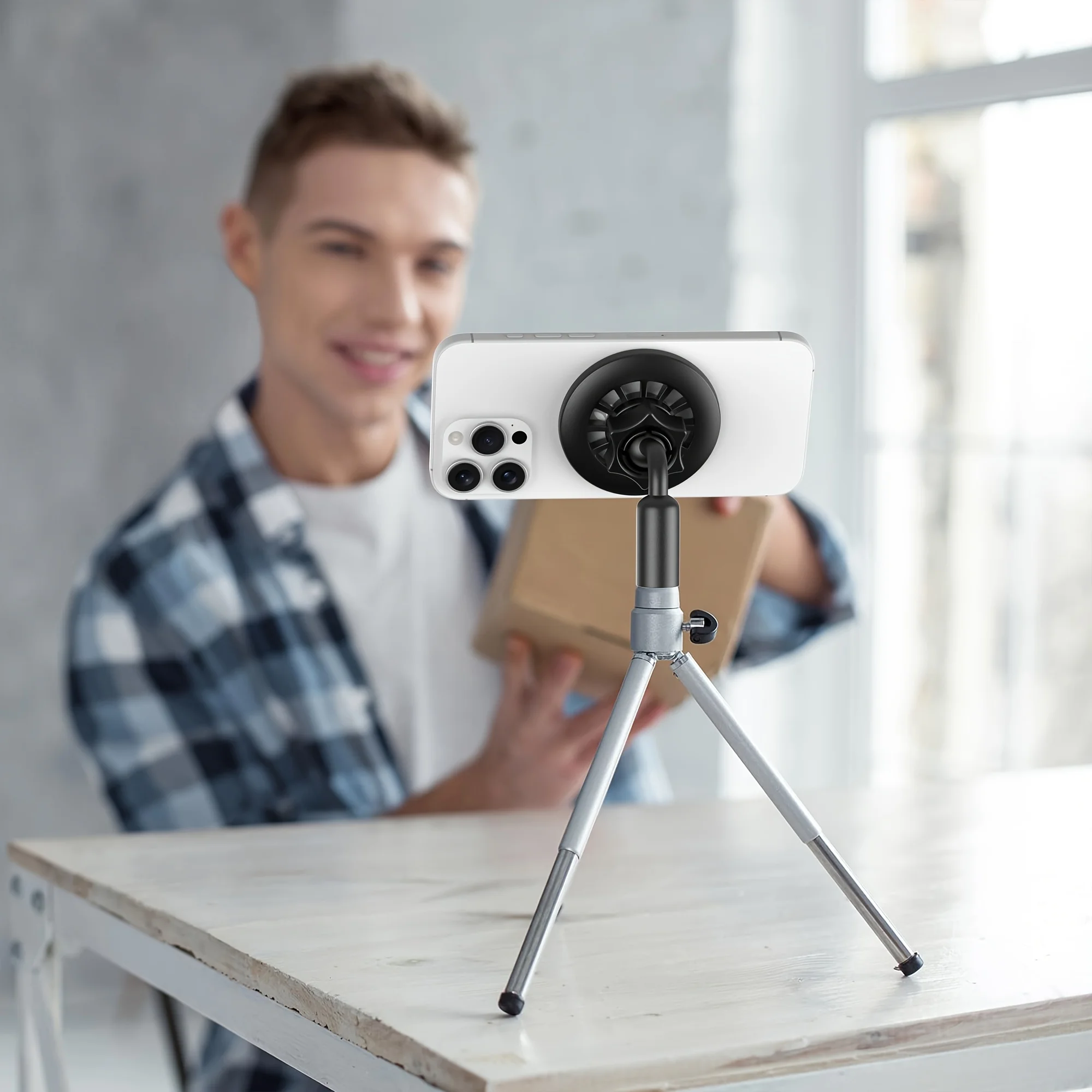 SMGXHE Magnetischer Stativadapter für iPhone-Serie und alle Smartphones mit 1/4"-Schraubenloch für Stativ, Kamera und Selfie-Stick – Detail 7
