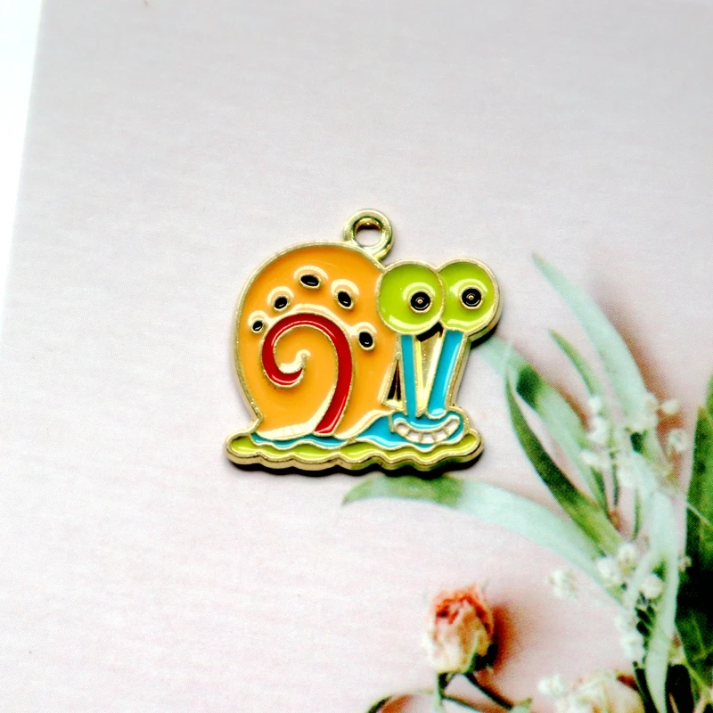 10PCS Colorful Snail Alloy Enamel Pendant Fashion Charm Shiny Back Texture DIY Necklace Earrings Bracelet Keychain Accessories