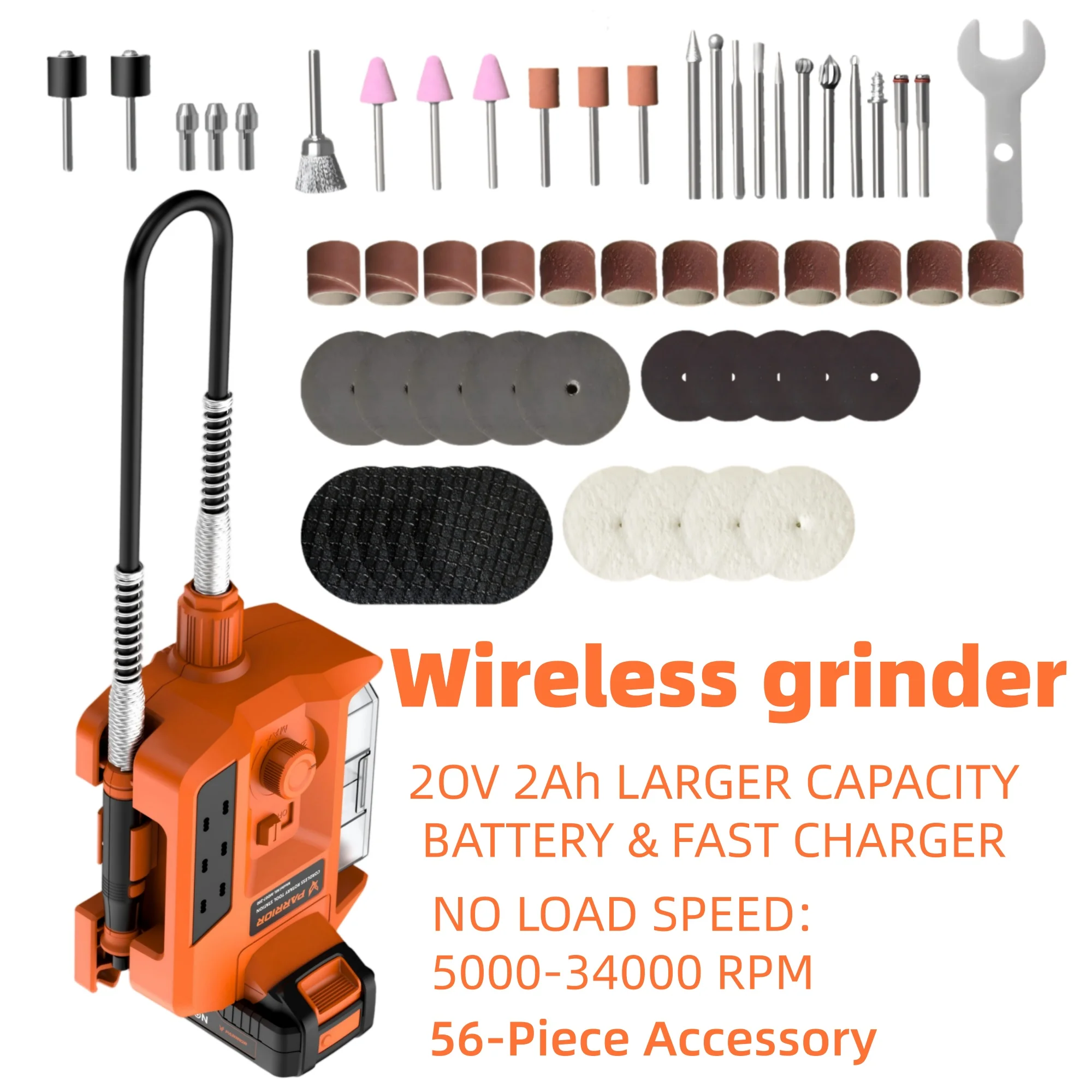

Cordless Rotary Tool Kit, Precision Craft, Angle Grinder Compatible with Soft Shaft Handle, Electric Cordless Rotary Tool, 5000-34000RPM Variable Speed, 2.0AH Battery