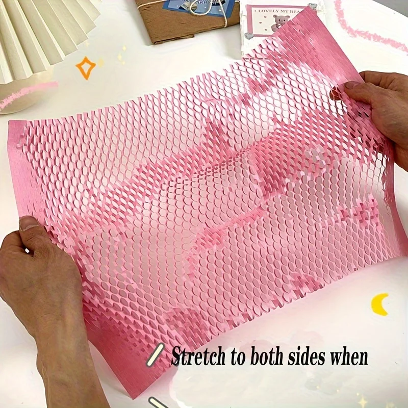 Pink Honeycomb Cushion Wrapping Paper For Protecting Fragile Items, Honeycomb Packaging Paper, Transportation Protection