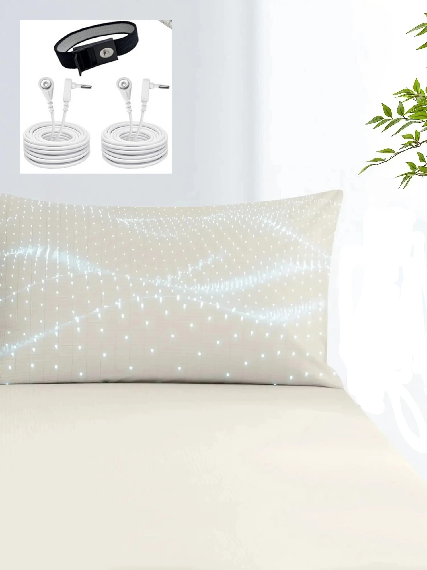 

Amradield Grounding Pillowcase with 5% Silver Fiber 95% Cotton Pillow Case Improve Sleep Anxiety Relief (white/grey/beige) 1PCS